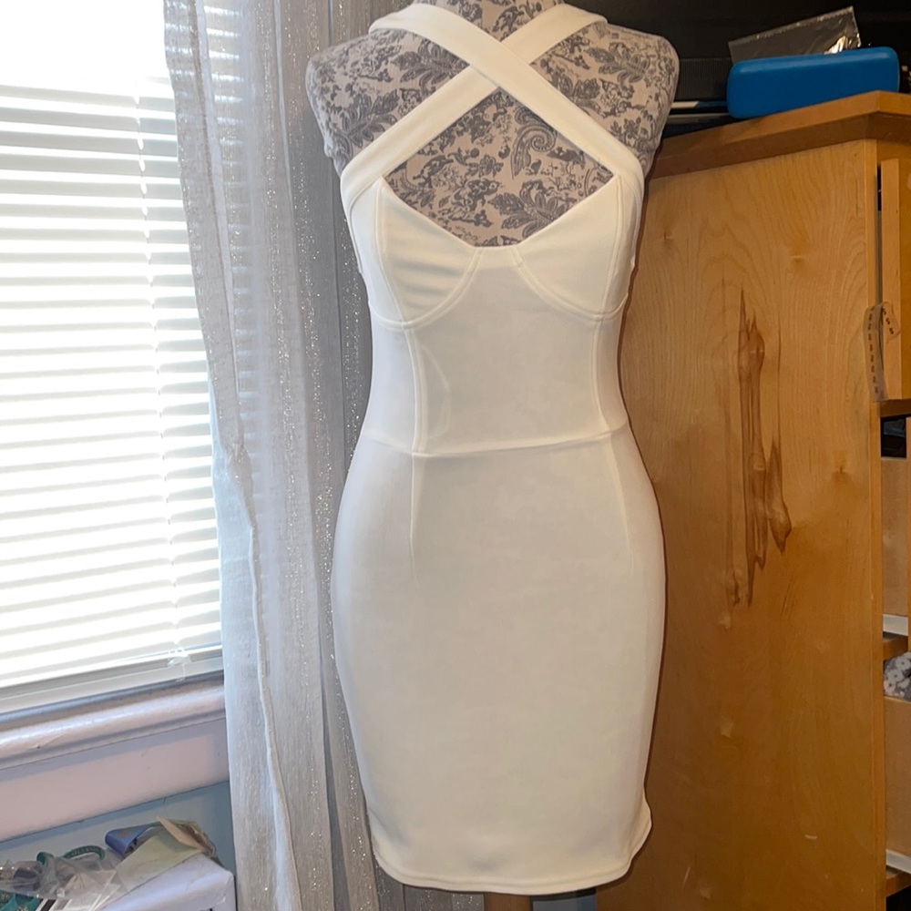 Tobi white corset mini dress